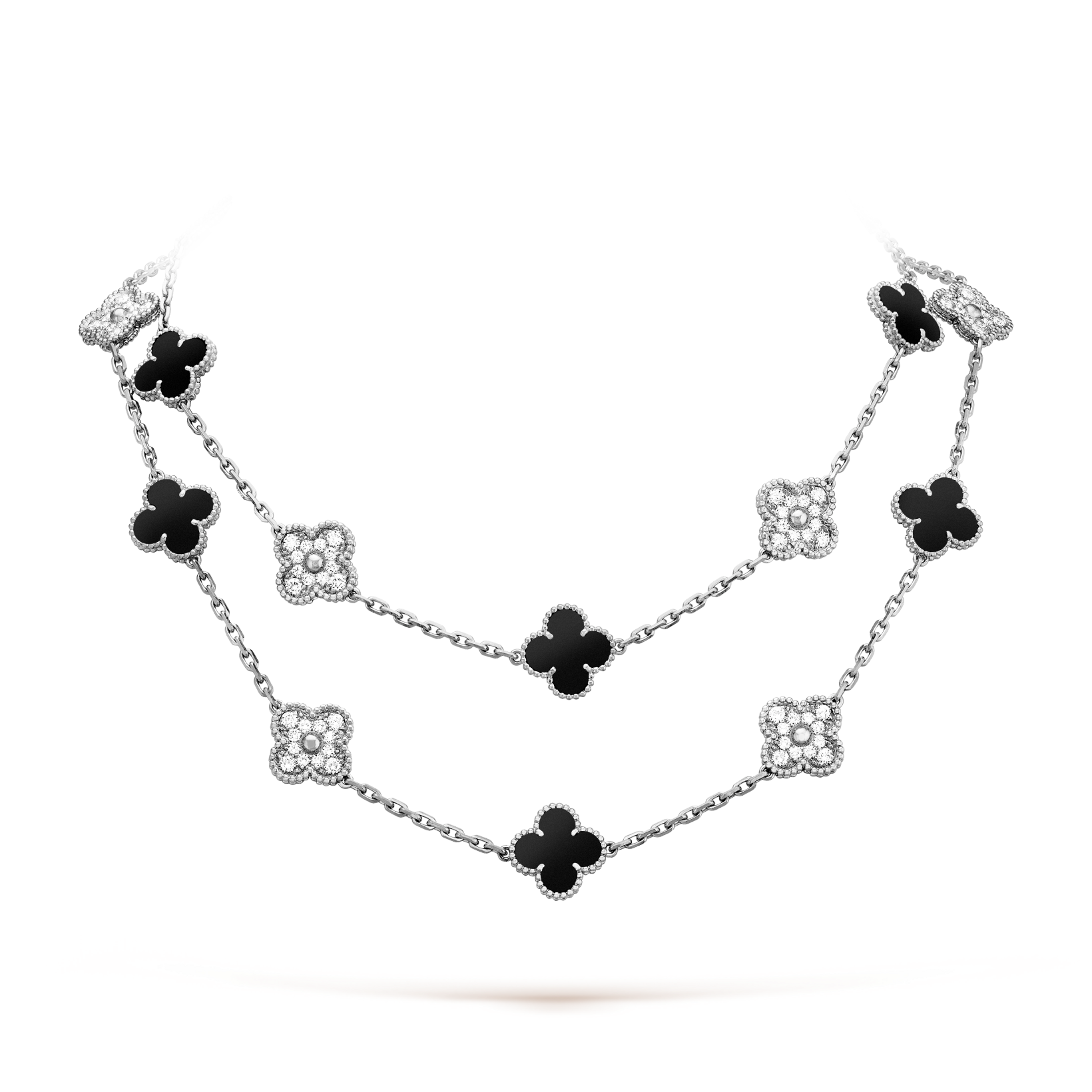 CLOVER 20 MOTIFS ONYX DIAMOND SILVER