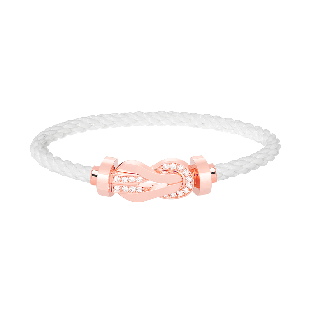 CHANCE LARGE 8 FIGURE BUCKLE HALF DIAMOND BRACELET ROSE GOLD