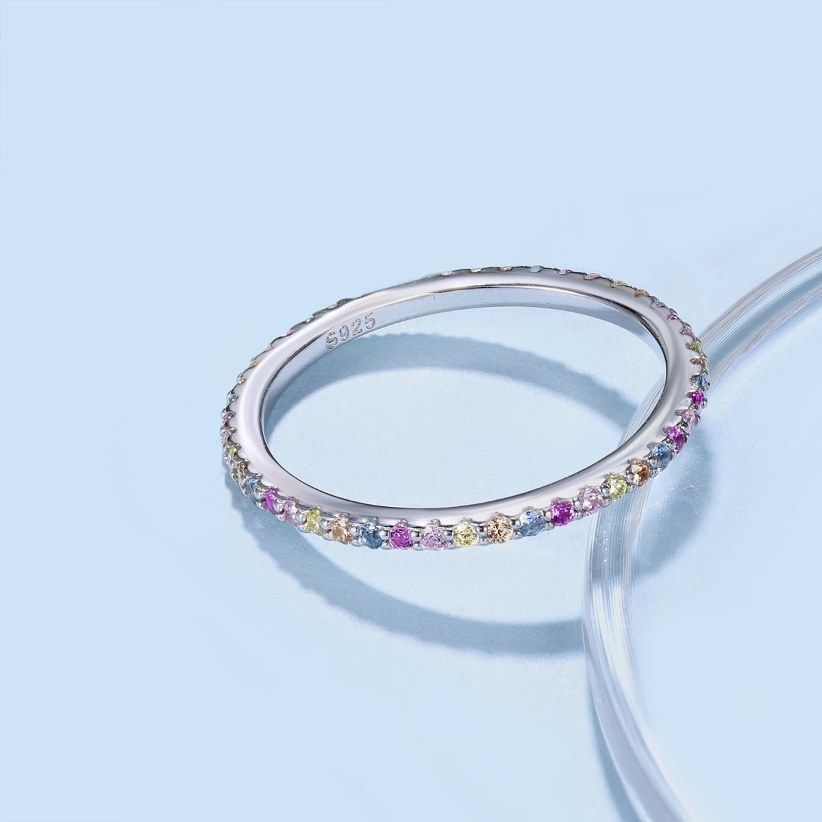 [HOT]Ornate Colorful Round Cut Tennis Ring