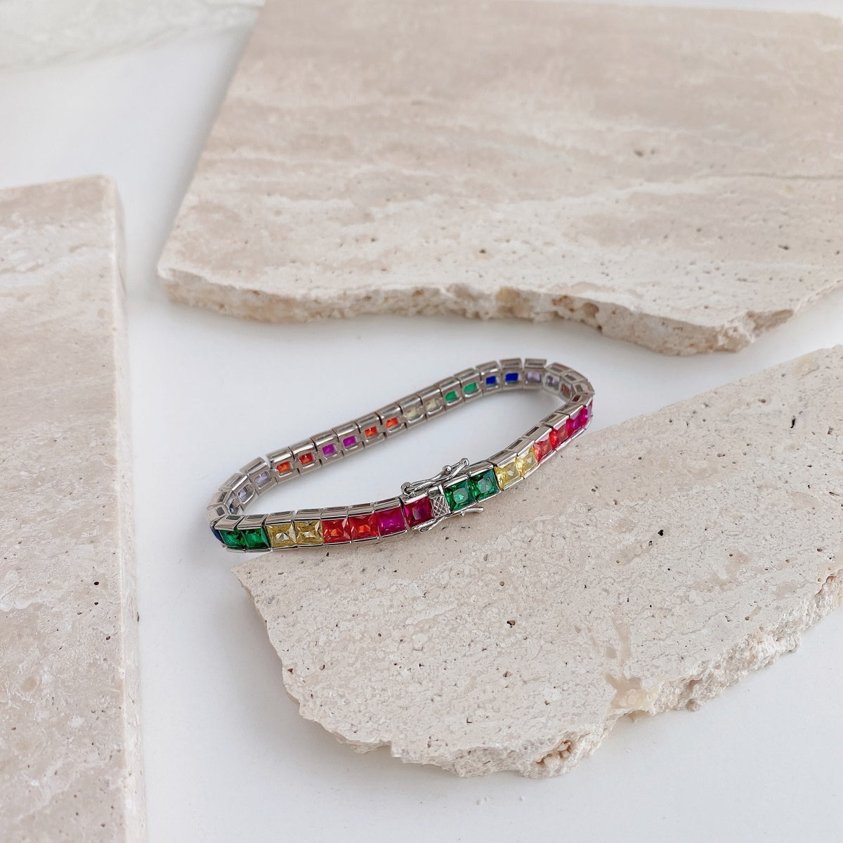 [HOT]Radiant Colorful Princess Cut Tennis Bracelet