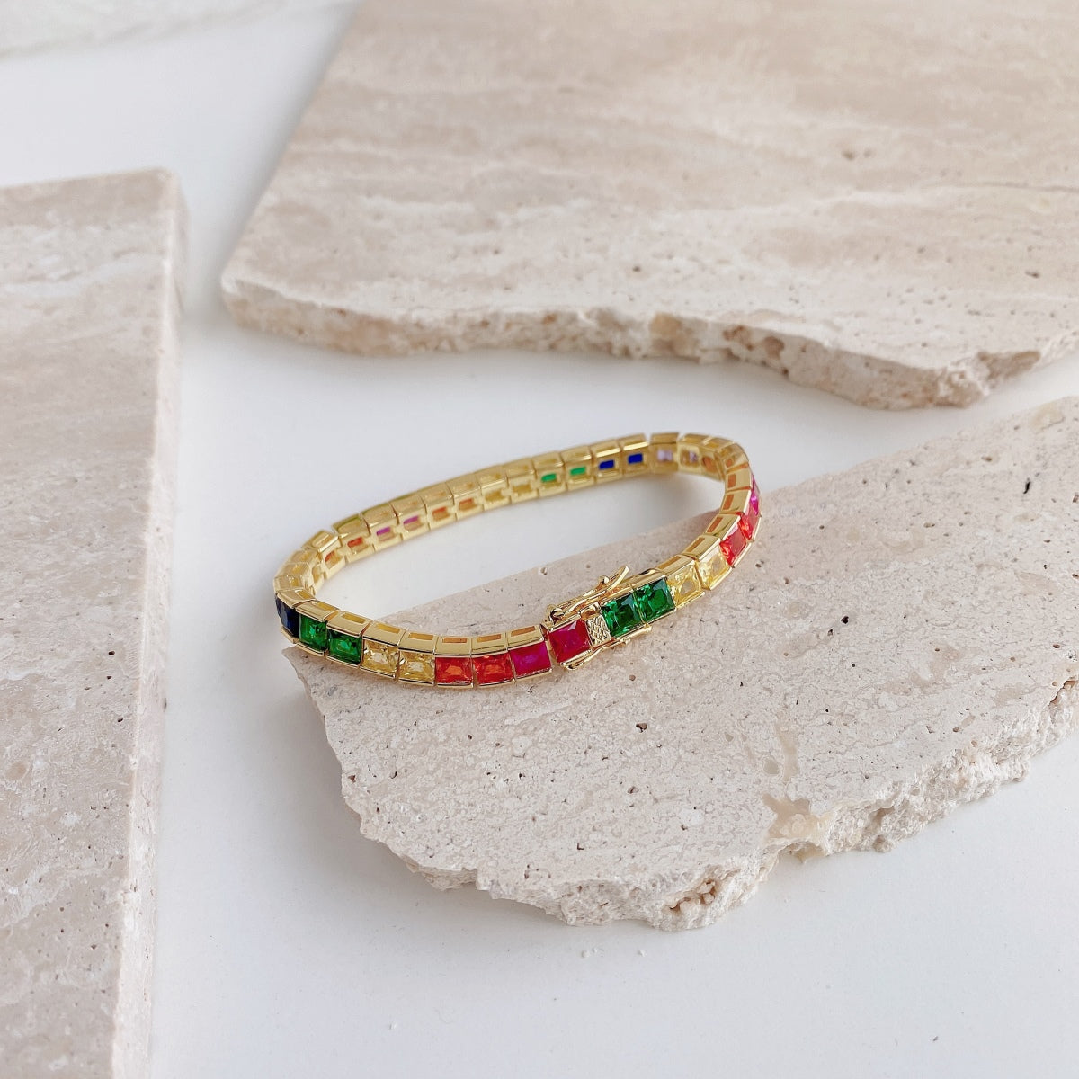 [HOT]Radiant Colorful Princess Cut Tennis Bracelet