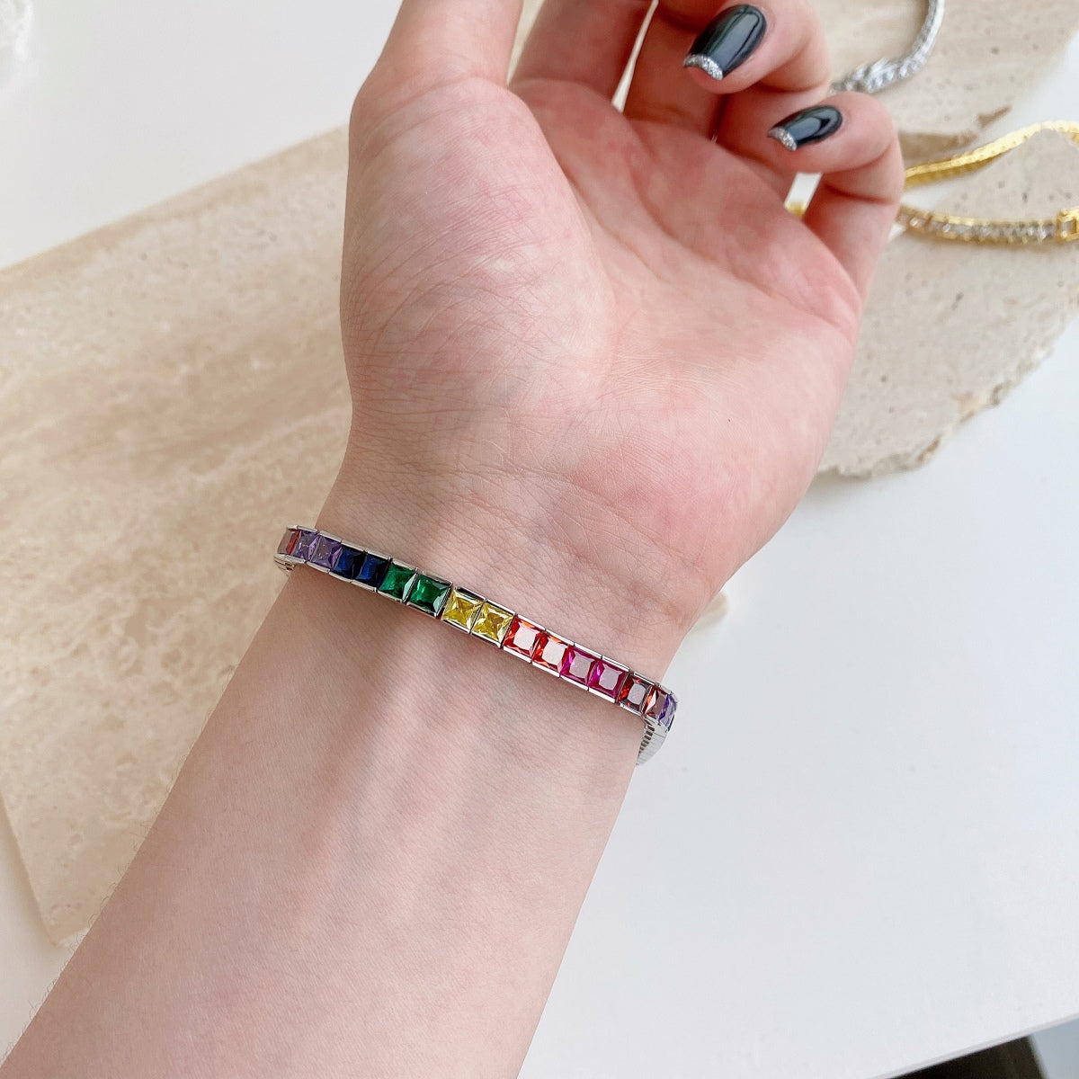 [HOT]Radiant Colorful Princess Cut Tennis Bracelet