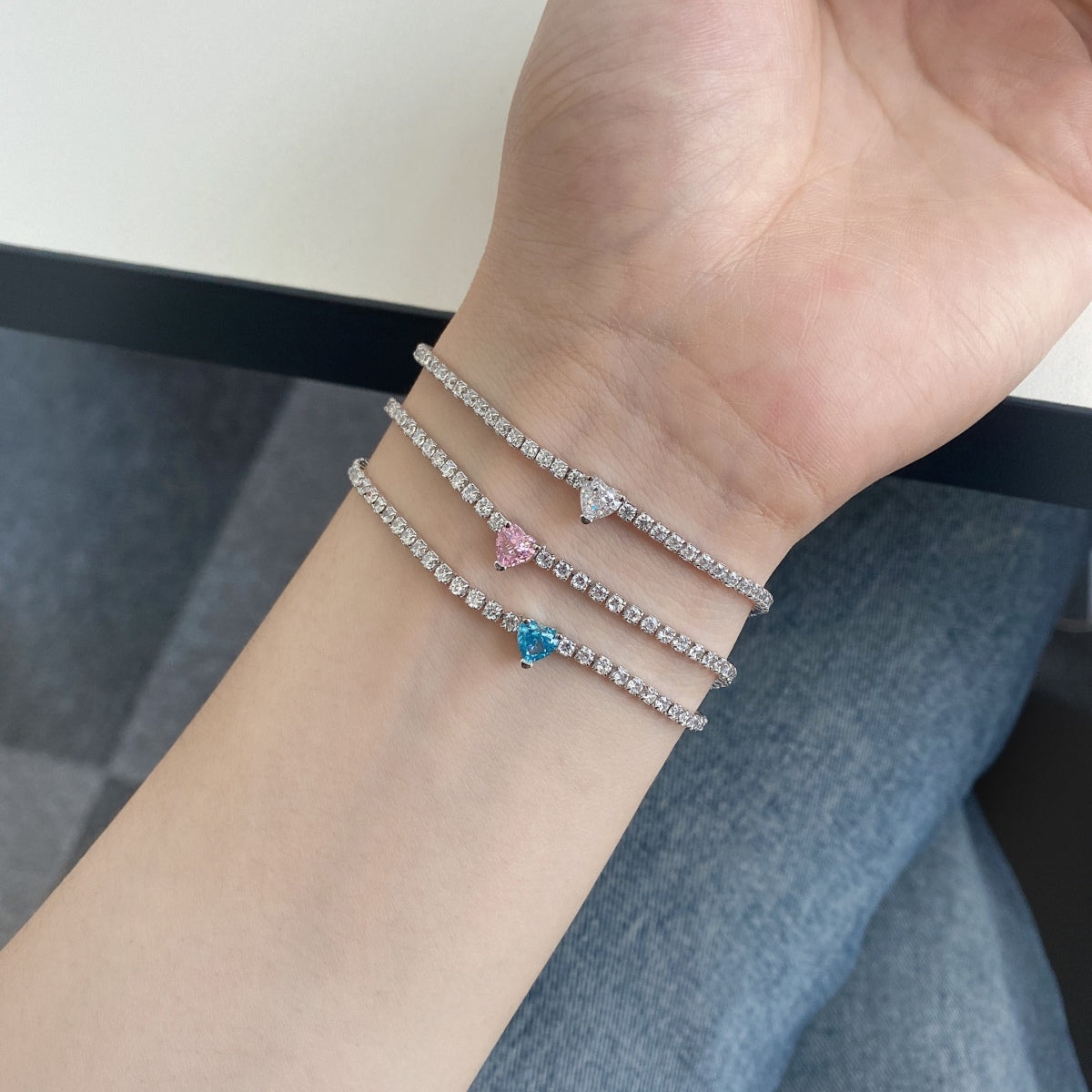 [HOT]0.5 Carat Elegant Romantic Heart Shape Lover Bracelet