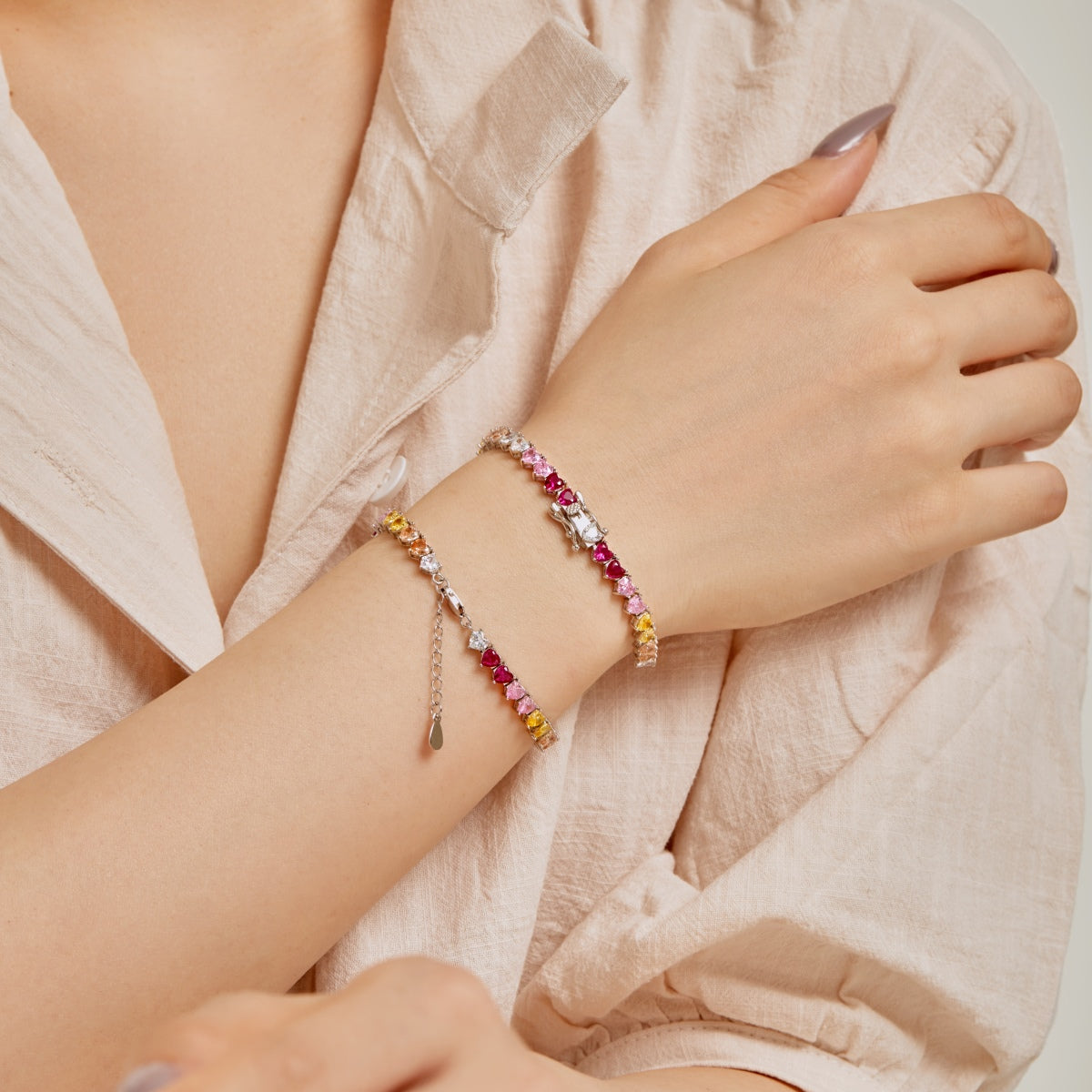 [HOT]Luxurious Colorful Romantic Heart Shape Lover Bracelet