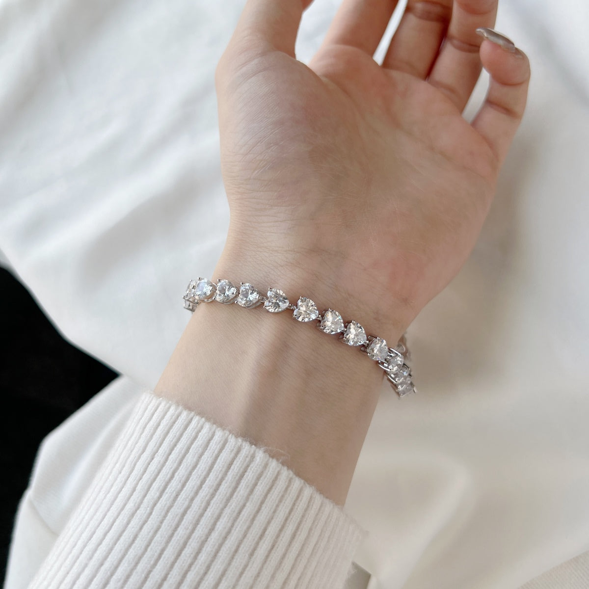 [HOT]0.75 Carat Elegant Romantic Heart Shape Lover Bracelet