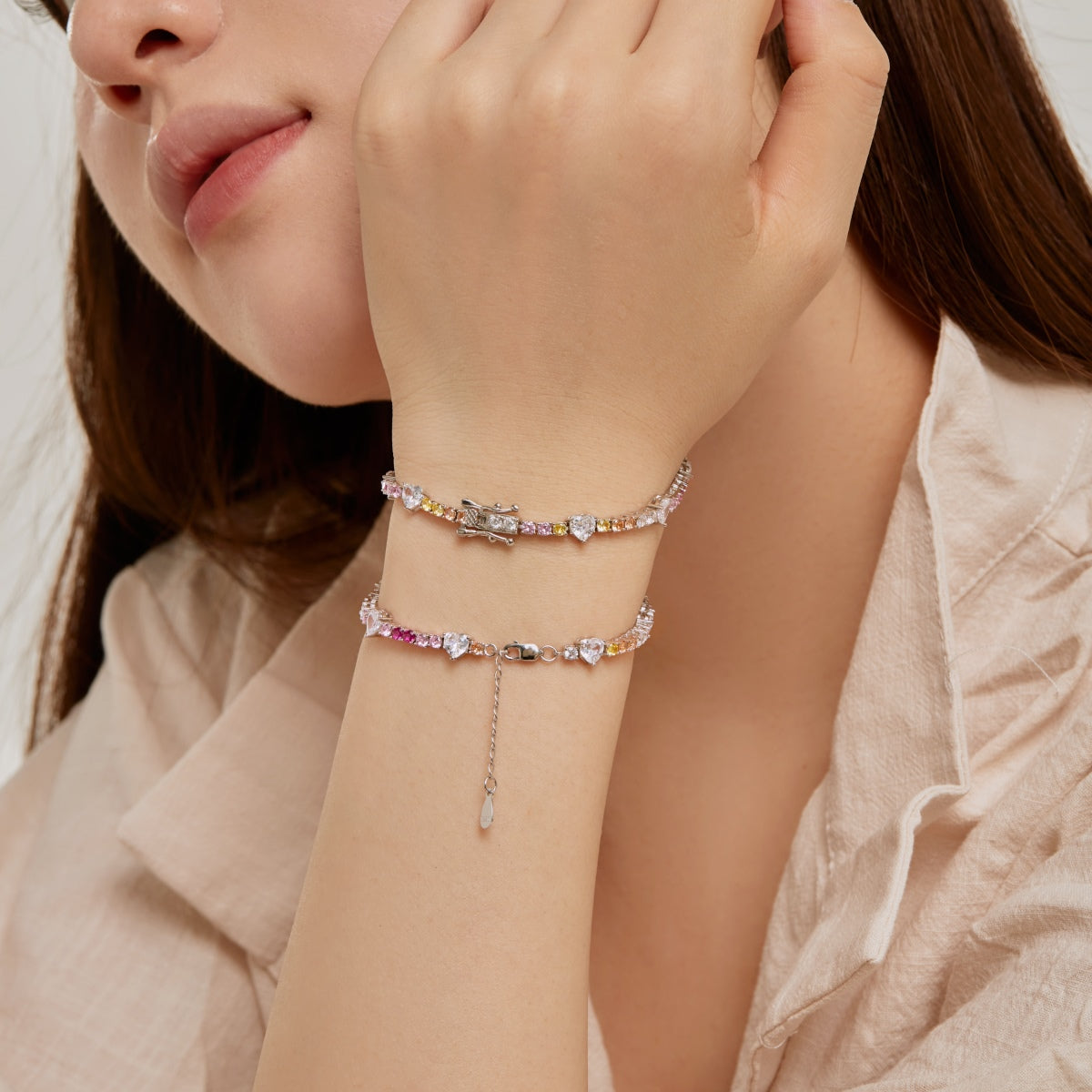 [HOT]Romantic Heart Shape Round Cut Lover Bracelet