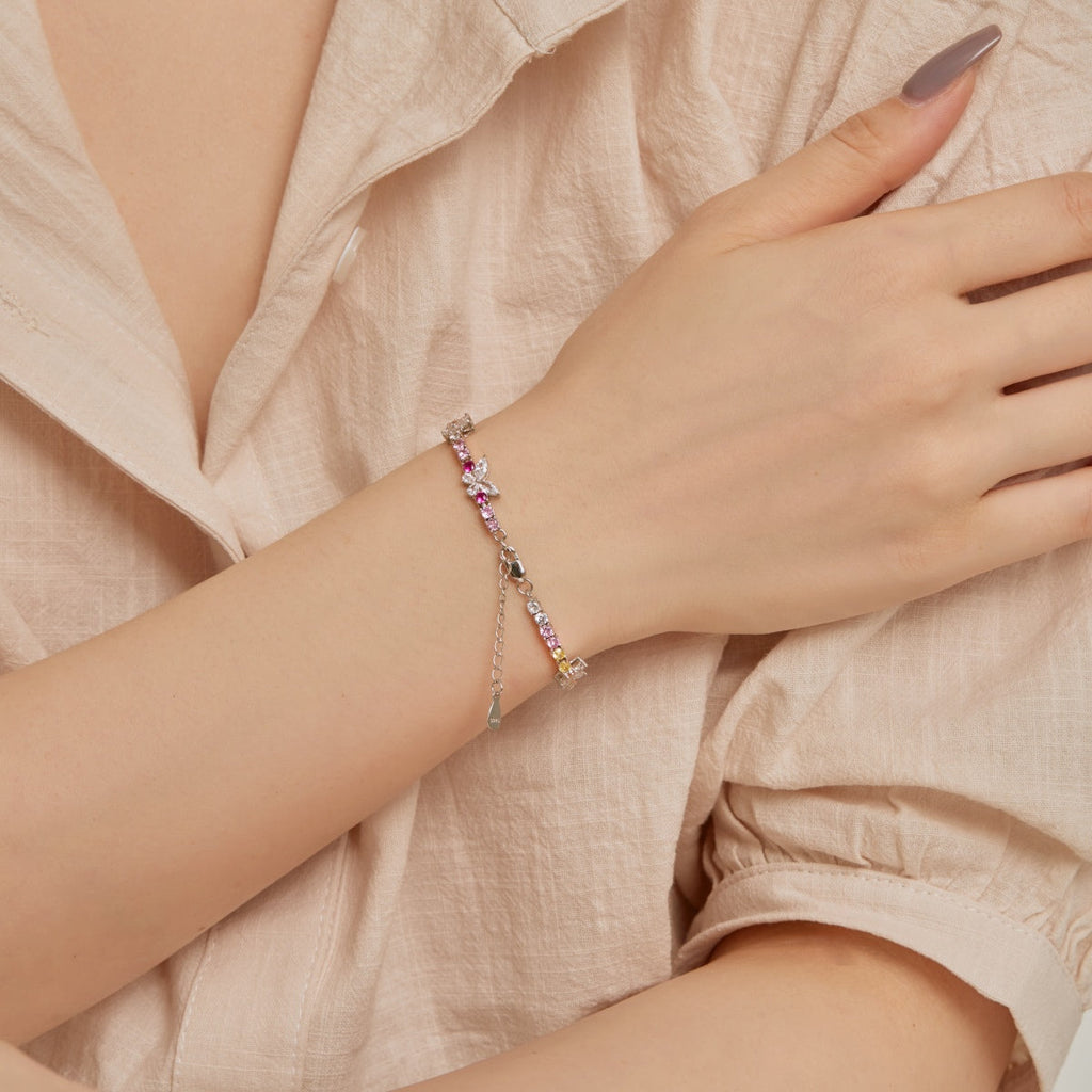 [HOT]Ornate Colorful Butterfly Shape Round Cut Daily Bracelet