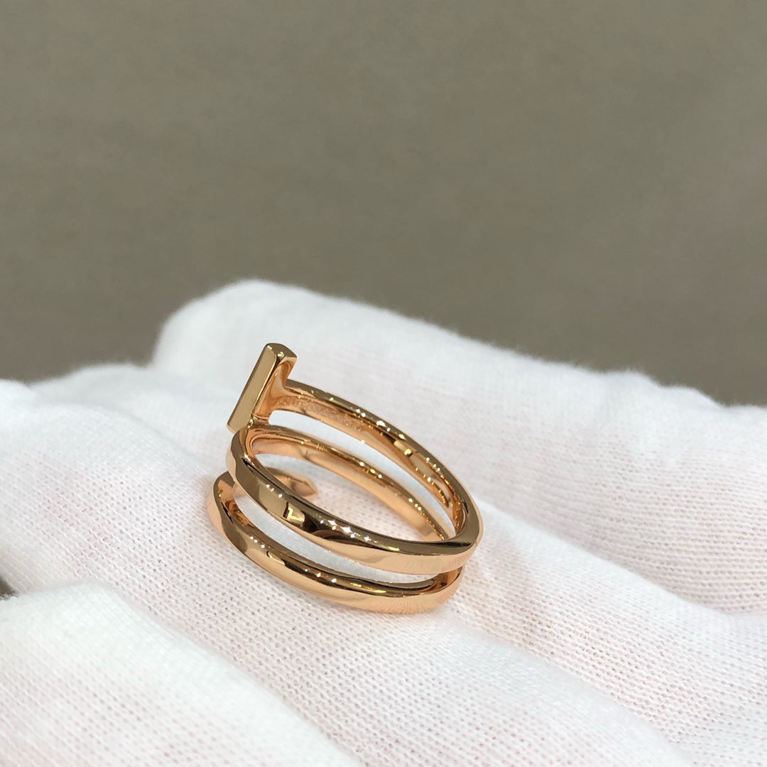 T WIRE DOUBLE ROWS RING ROSE GOLD