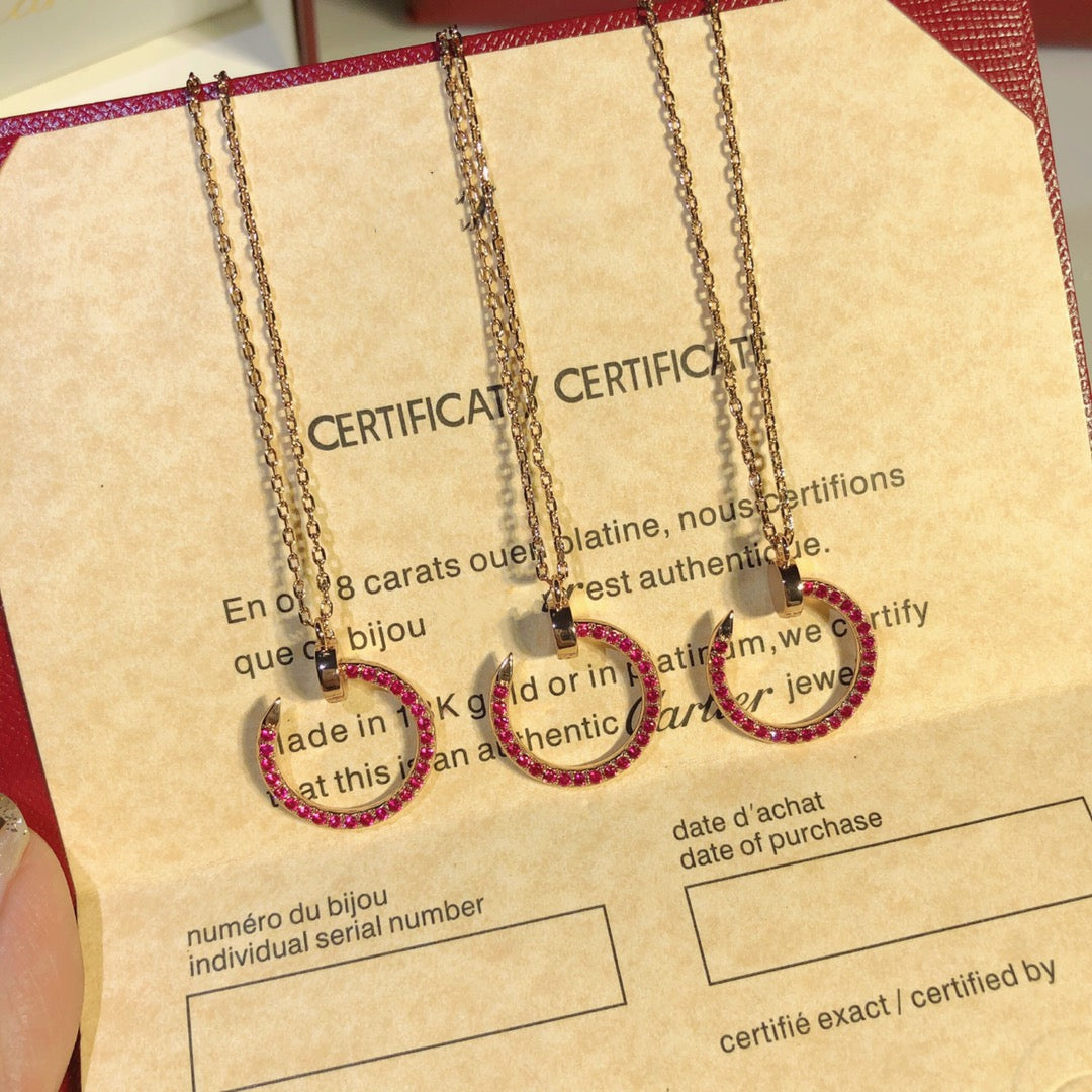 JUSTE NECKLACE ROSE GOLD RED DIAMONDS