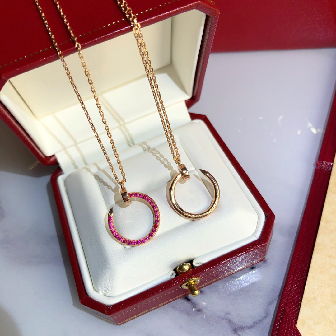 JUSTE NECKLACE ROSE GOLD RED DIAMONDS