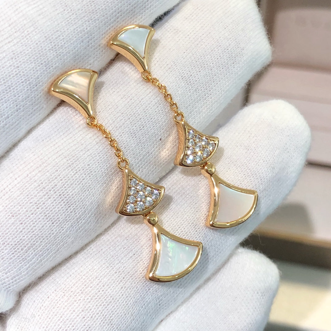 DREAM EARRINGS 3 MOTIFS DIAMOND MOP ROSE GOLD