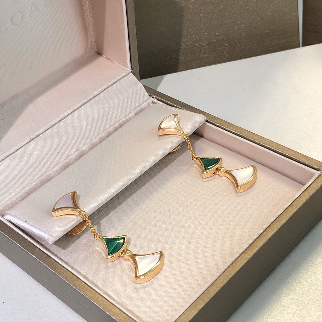 DREAM EARRINGS 3 MOTIFS MALACHITE MOP ROSE GOLD