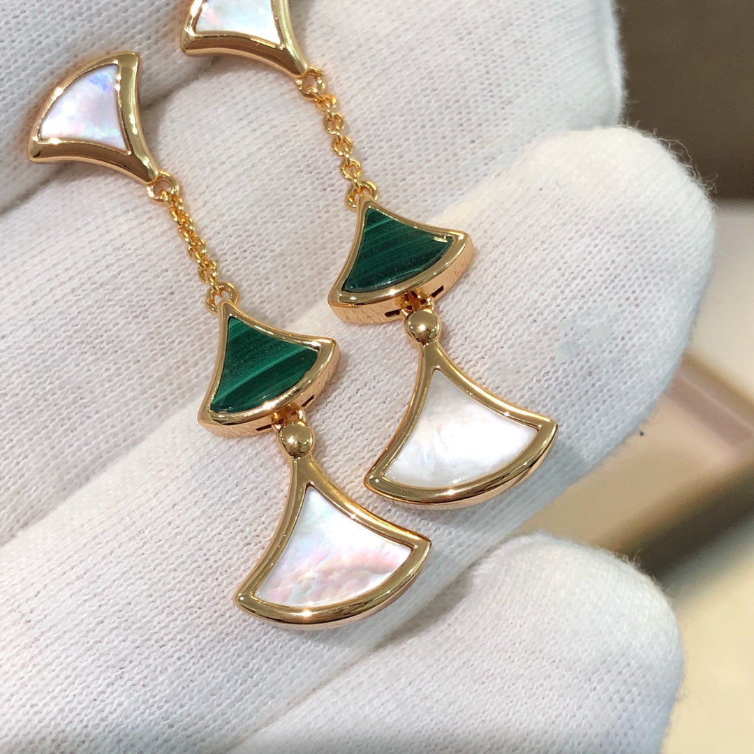 DREAM EARRINGS 3 MOTIFS MALACHITE MOP ROSE GOLD