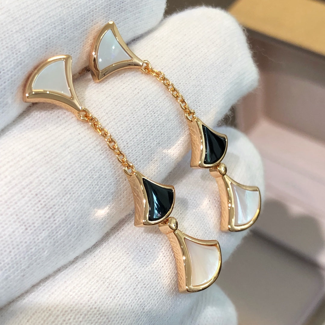 DREAM EARRINGS 3 MOTIFS ONYX MOP ROSE GOLD