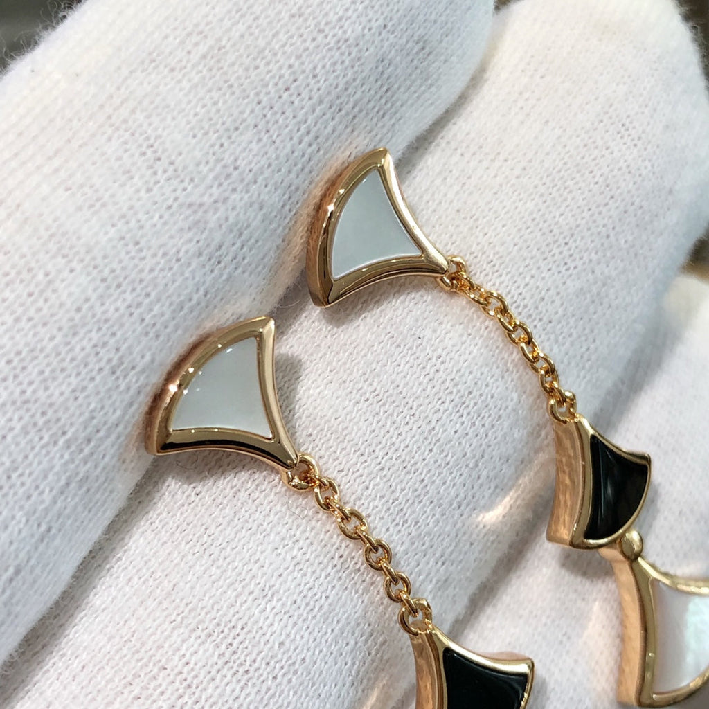 DREAM EARRINGS 3 MOTIFS ONYX MOP ROSE GOLD