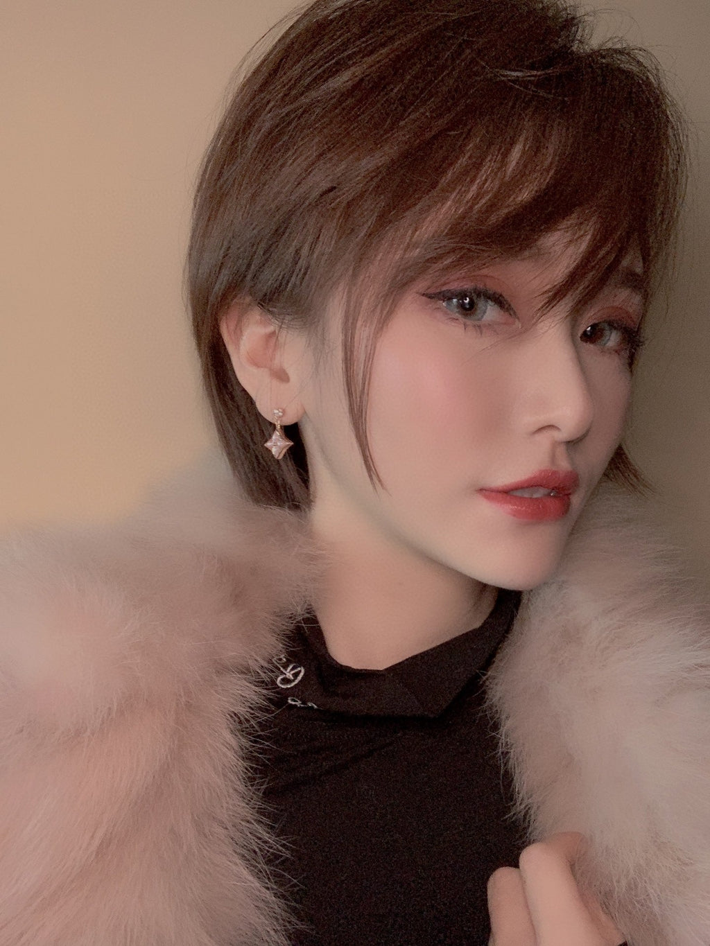 DOUBLE STAR ROSE GOLD MOP DROP EARRINGS