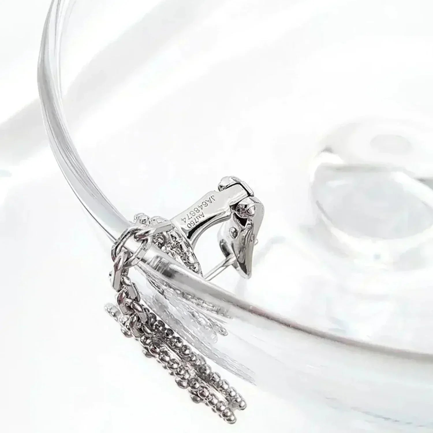 CLOVER 2 MOTIFS  DIAMOND ONYX EARRINGS SILVER