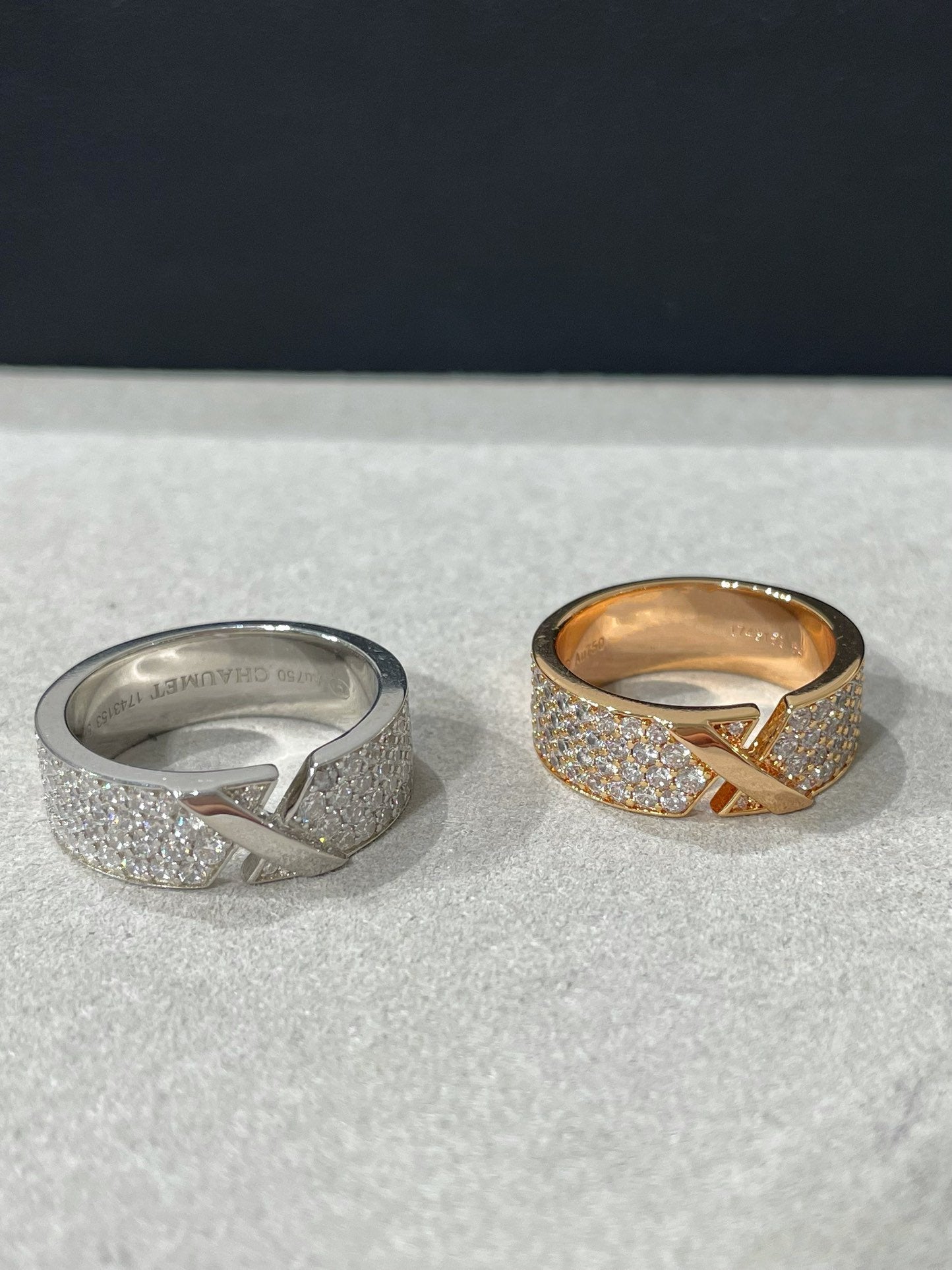 LIENS EVIDENCE ROSE GOLD DIAMOND PAVED RING