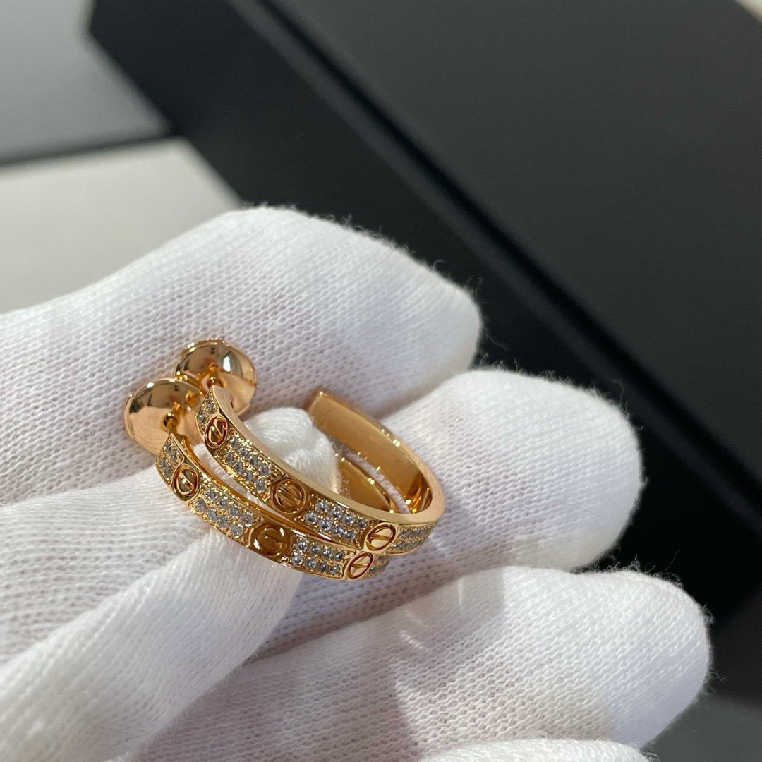 LOVE DIAMOND ROSE GOLD HOOP EARRINGS