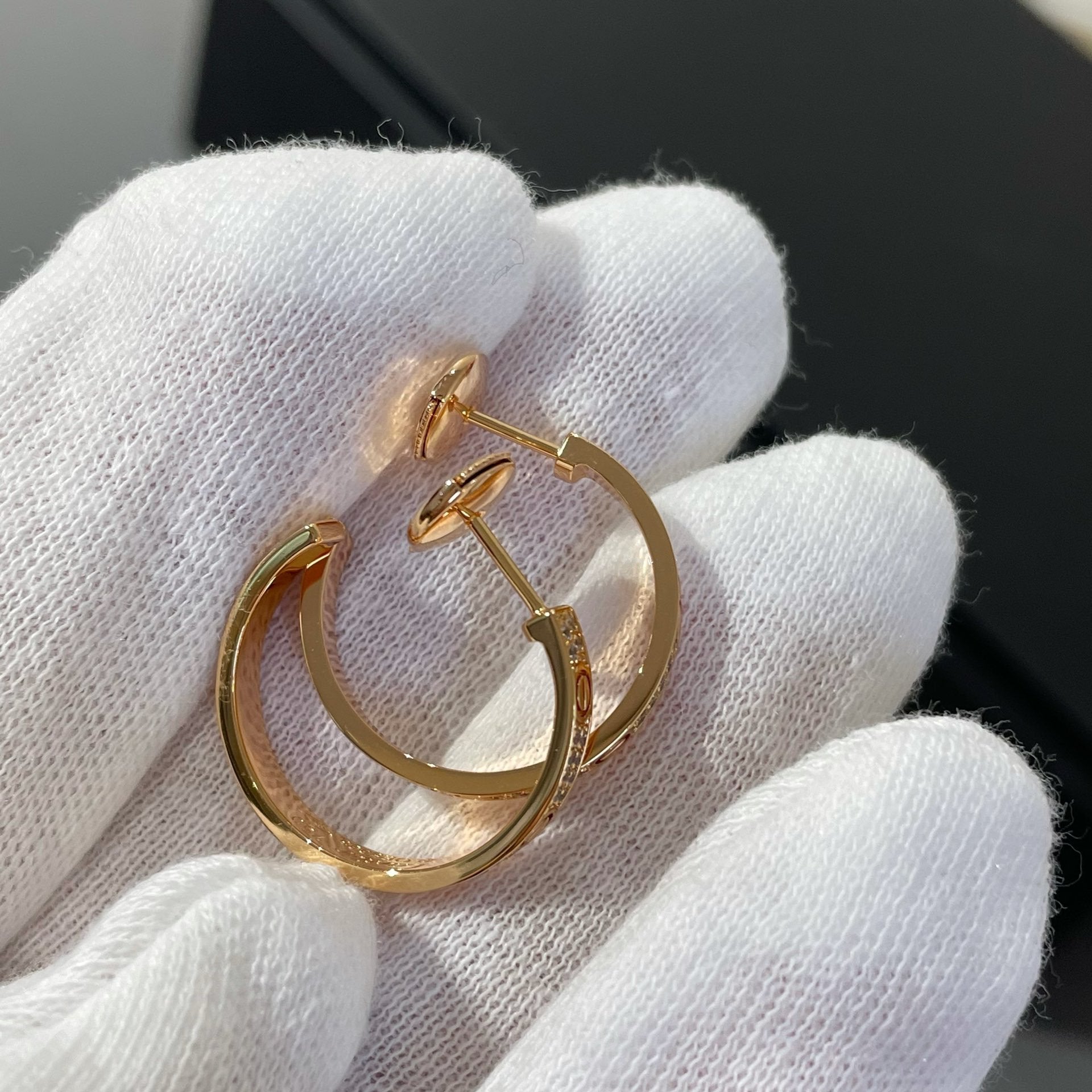 LOVE DIAMOND ROSE GOLD HOOP EARRINGS