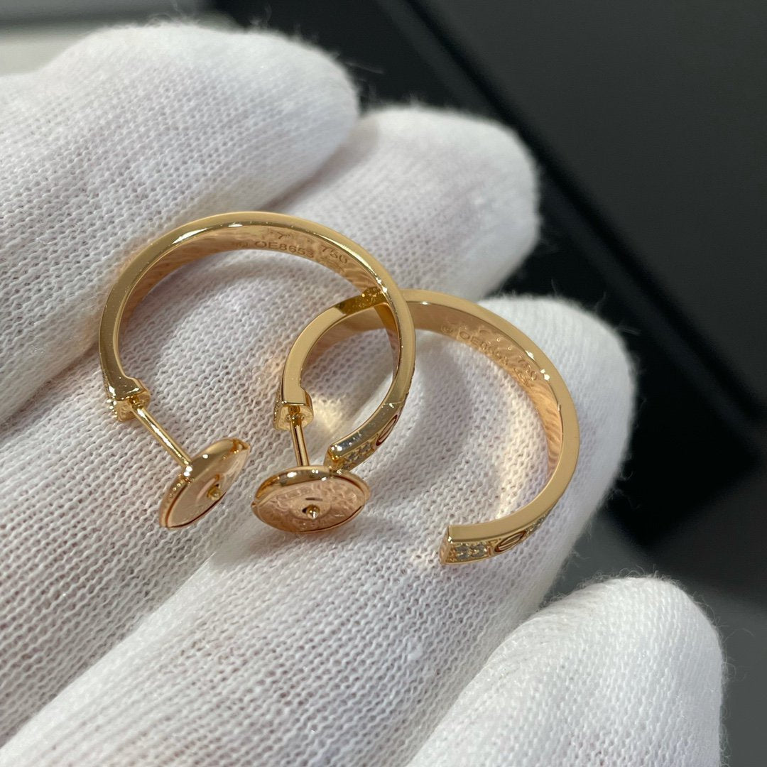 LOVE DIAMOND ROSE GOLD HOOP EARRINGS