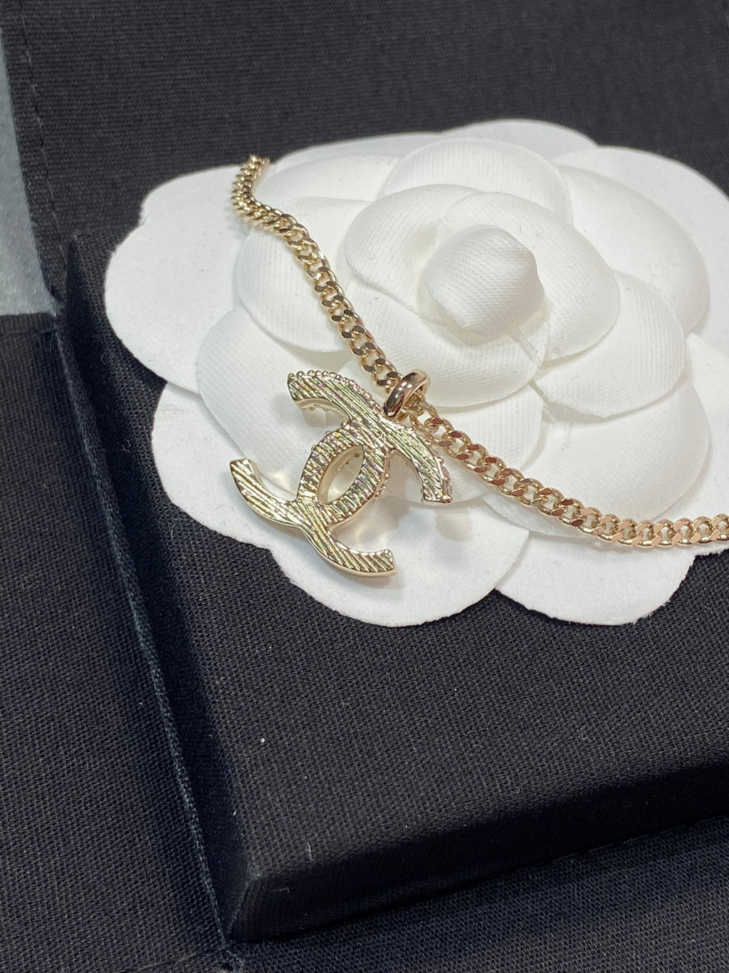 CC PEDANT HALF DIAMOND ROSE GOLD NECKLACE