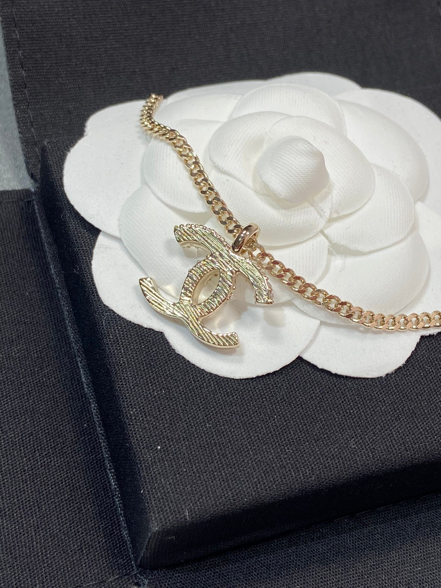 CC PEDANT HALF DIAMOND ROSE GOLD NECKLACE