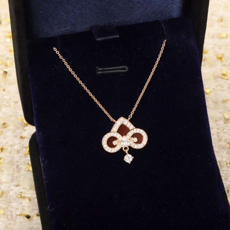 FLEUR DE LIS ROSE GOLD DIAMOND NECKLACE