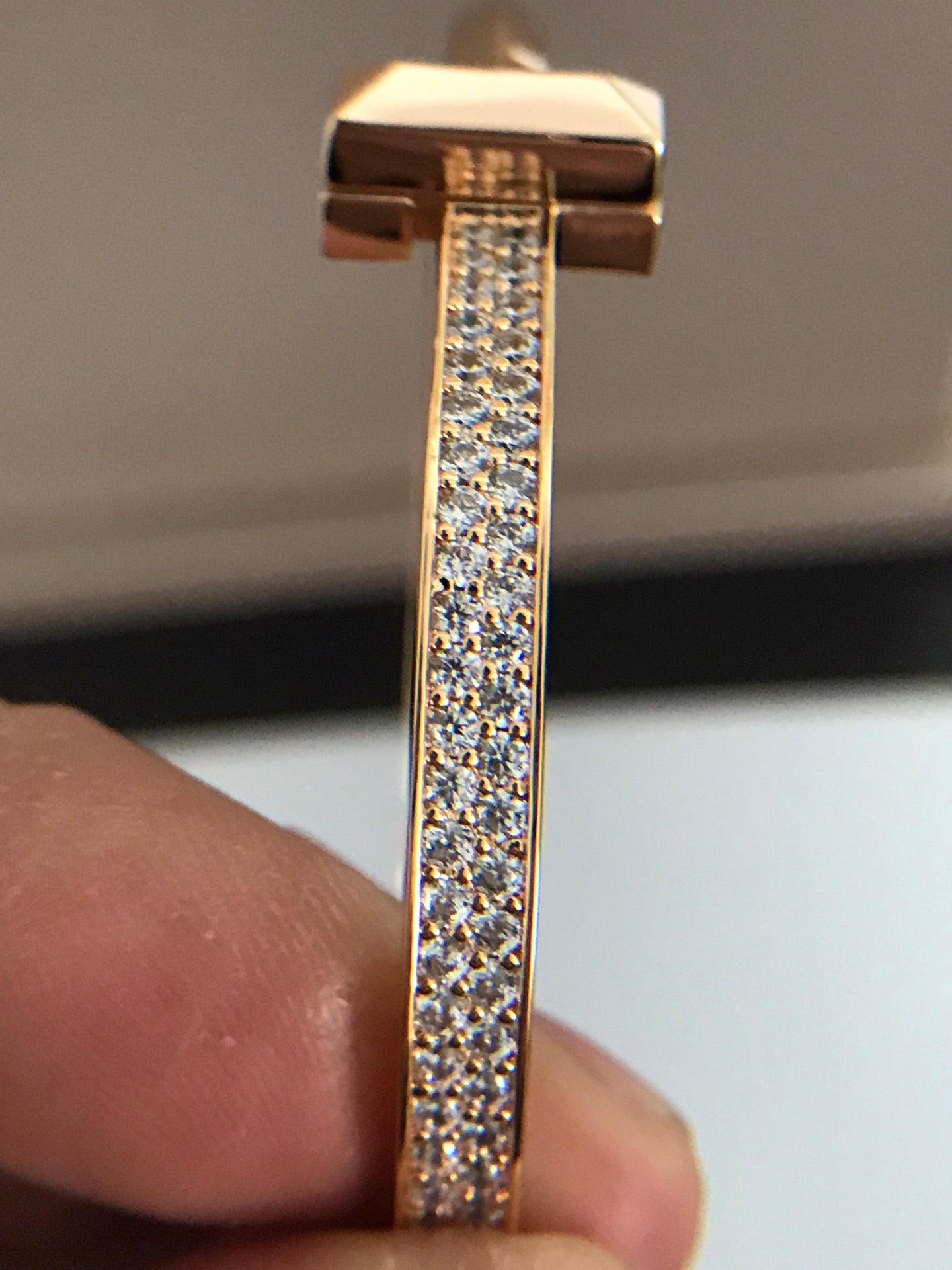 T1 WIDE DIAMOND HINGED BANGLE ROSE GOLD