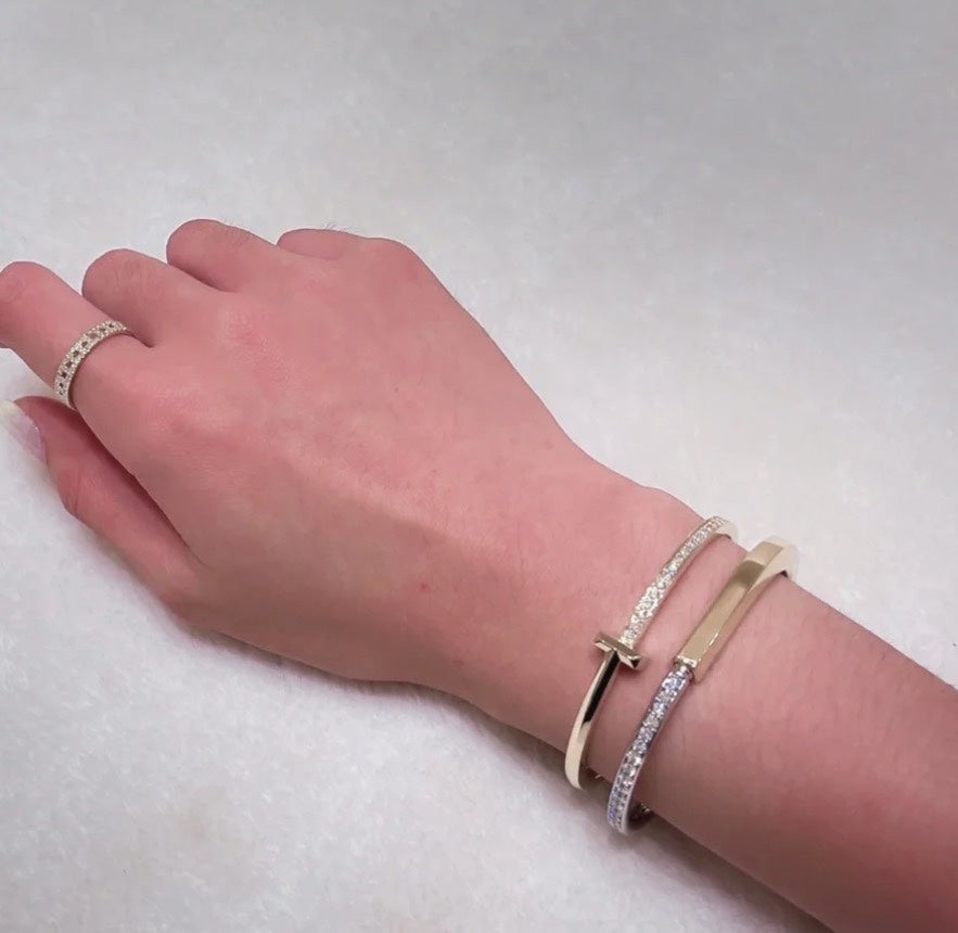 LOCK ROSE GOLD SILVER DIAMOND BRACELET