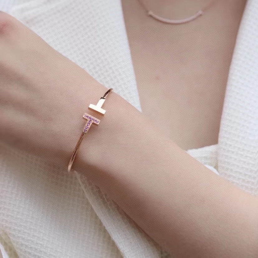 T ROSE GOLD PINK DIAMOND BRACELET