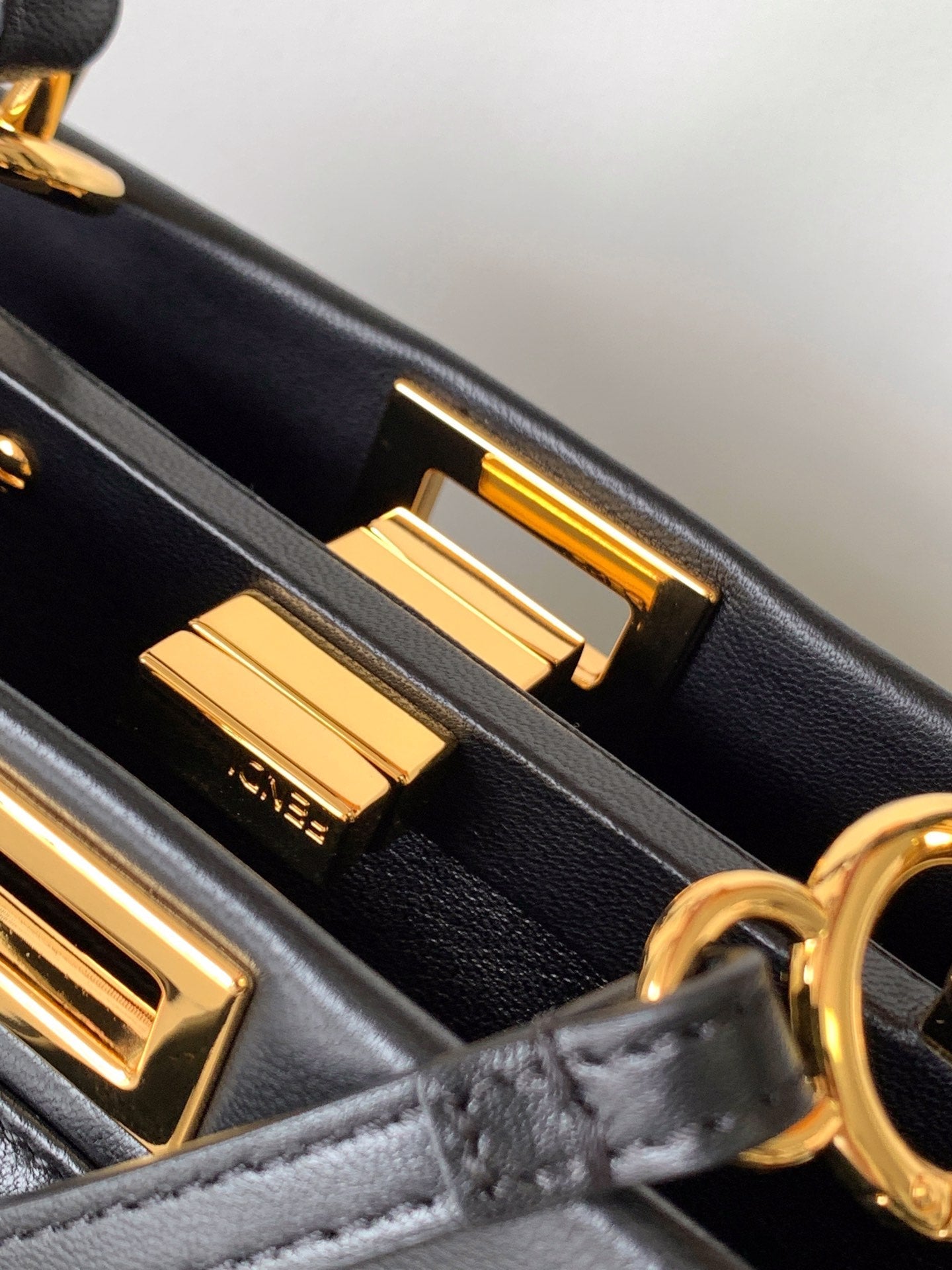 PEEKABOO MINI 23CM BAG BLACK LAMBSKIN GOLD HARDWARE