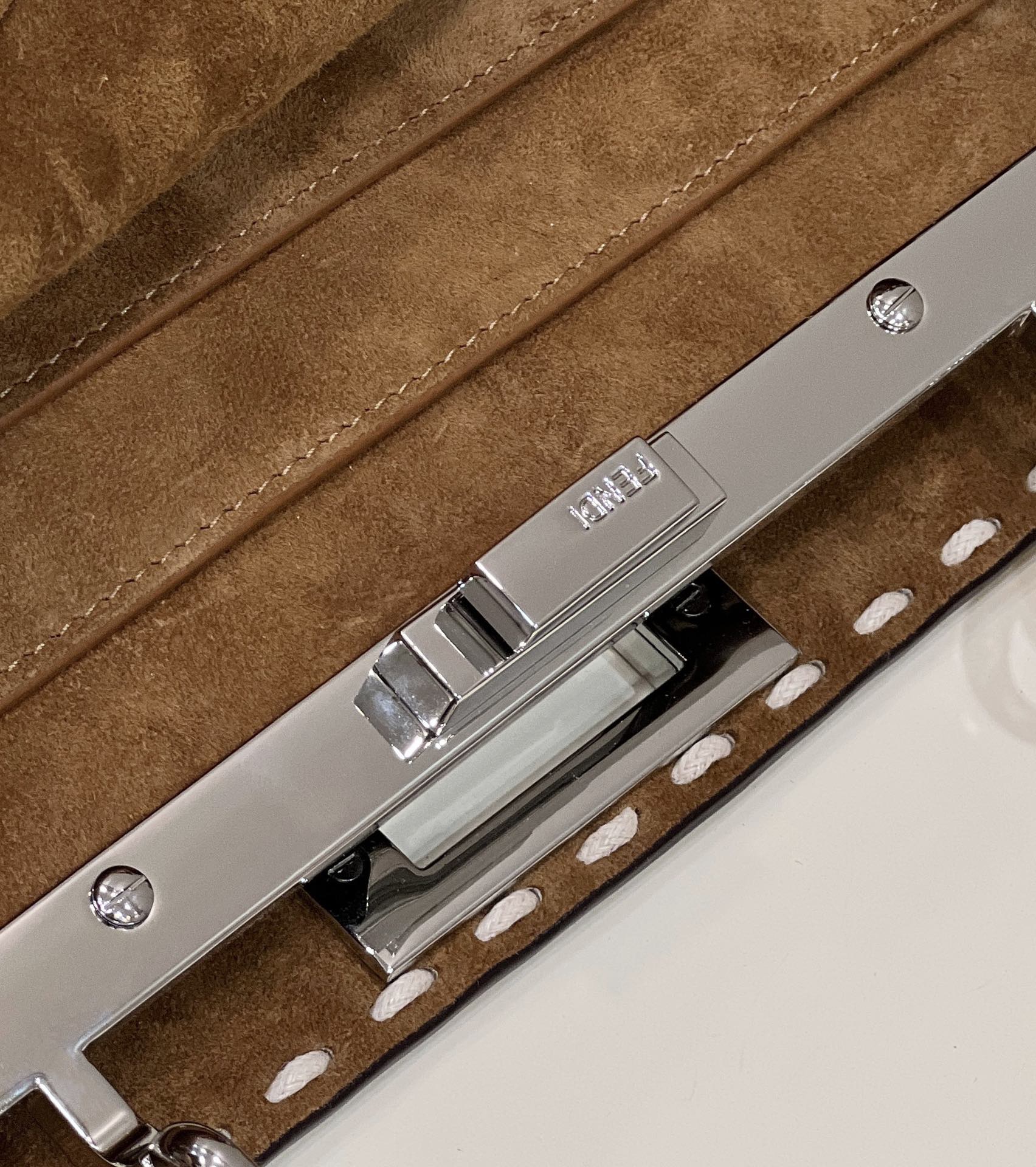PEEKABOO ISEEU 33 IN SEPIA BROWN SUEDE SILVER HARDWARE