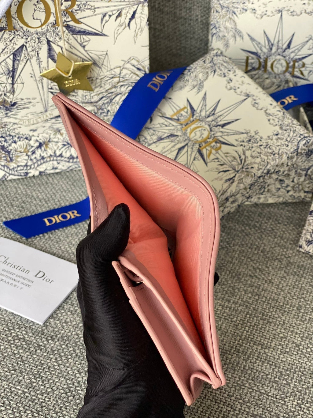 CD CARO 11CM COMPACT WALLET PINK CALFSKIN