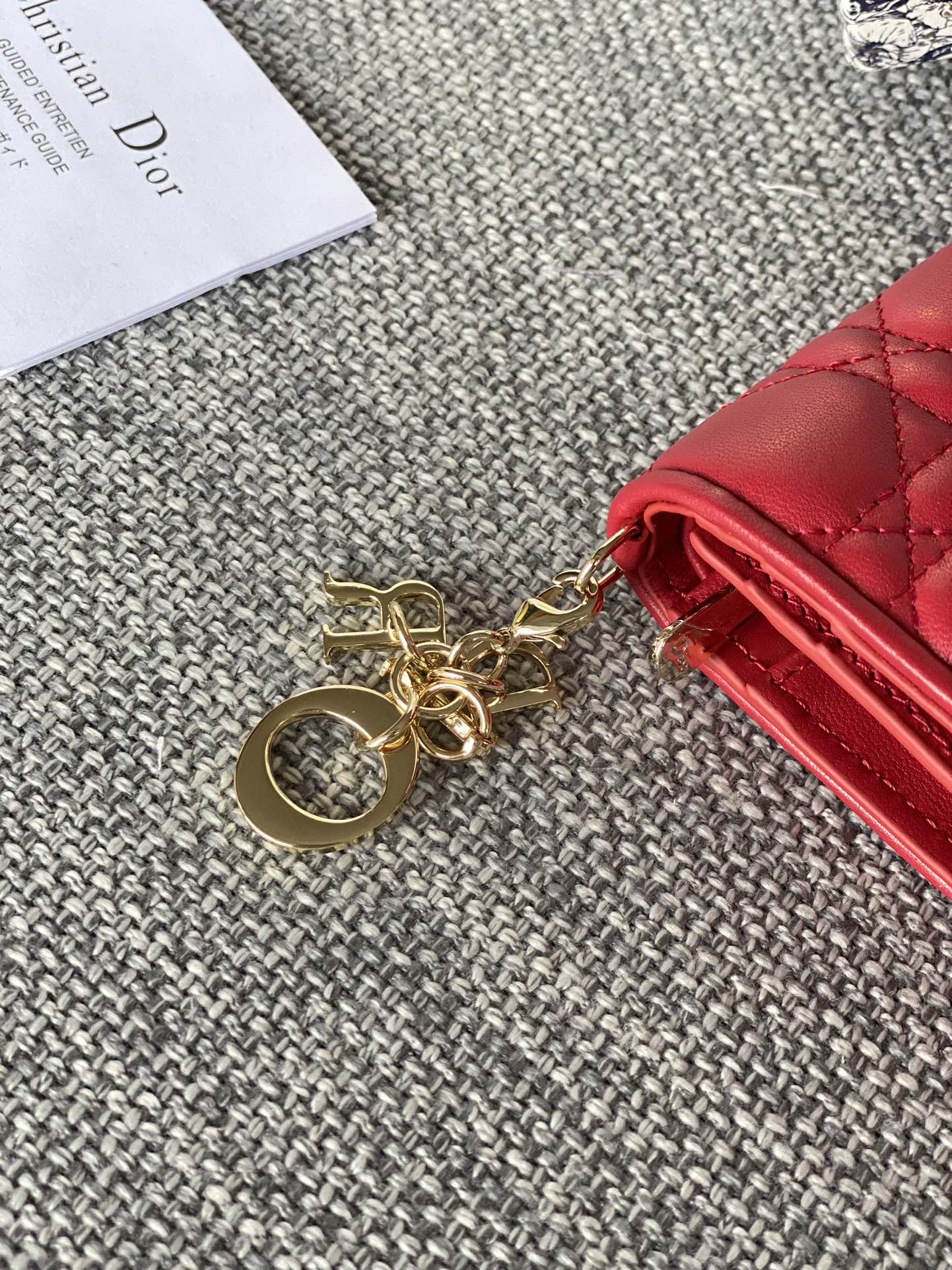 CD CARO 11CM COMPACT WALLET RED CALFSKIN