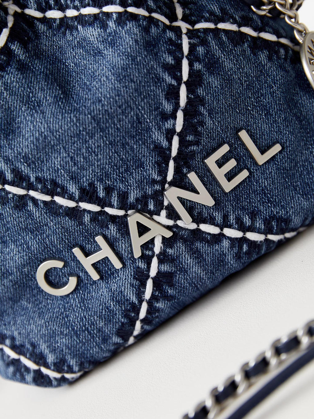 CC 22 MINI BACKPACK STITCHED BLUE DENIM SILVER HARDWARE