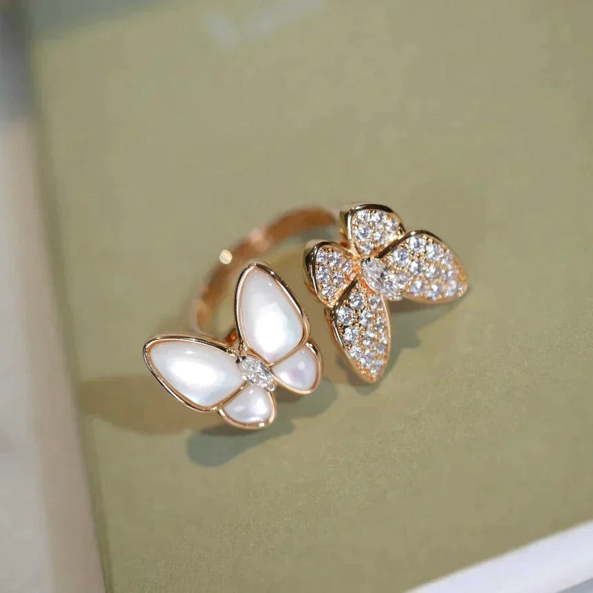 TWIN BUTTERFLY DIAMOND MOP RING