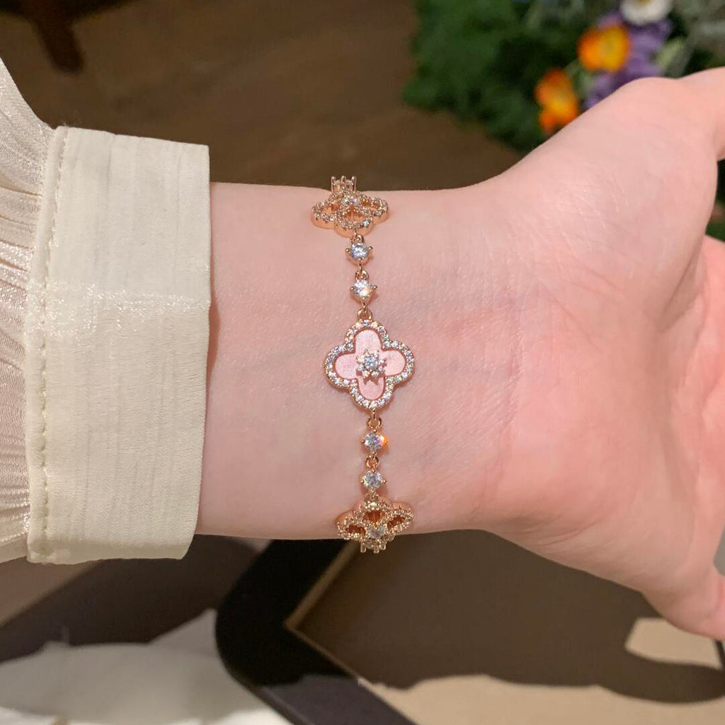 CLOVER 5 MOTIF PINK BLUE RED WHITE BRACELET