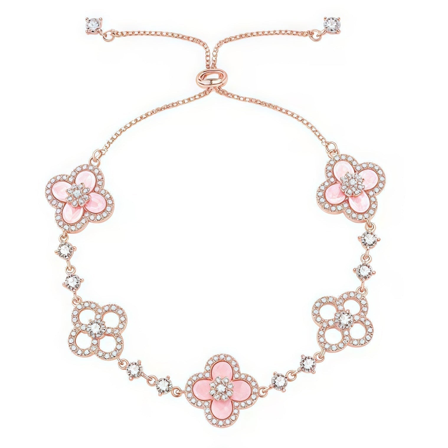 CLOVER 5 MOTIF PINK BLUE RED WHITE BRACELET