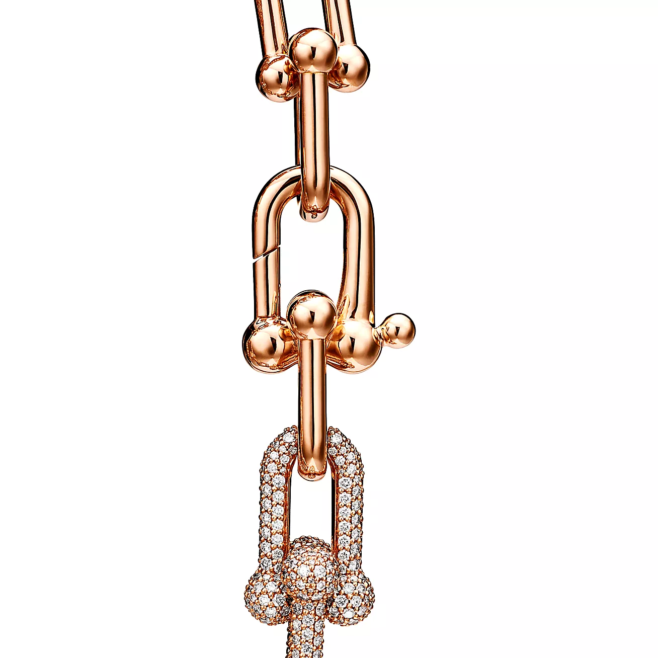 HARDWEAR LARGE LINK ROSE GOLD PAVED DIAMOND BRACELET