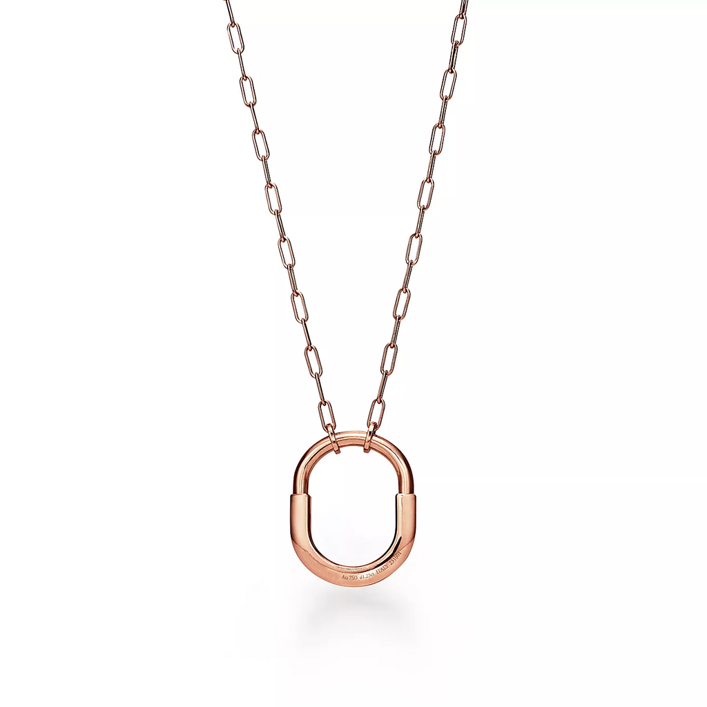 LOCK NECKLACE MEDIUM PENDANT ROSE GOLD PAVED DIAMONDS