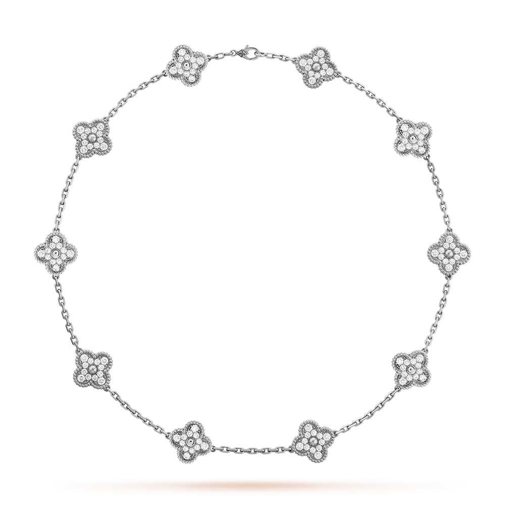 CLOVER 10 MOTIFS DIAMOND NECKLACE