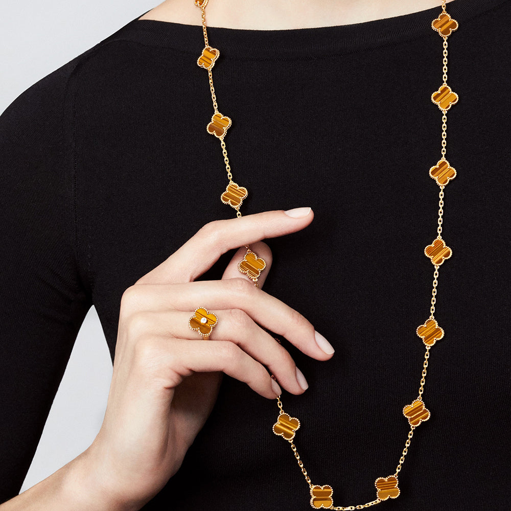 CLOVER 20 MOTIFS TIGER EYE ROSE GOLD