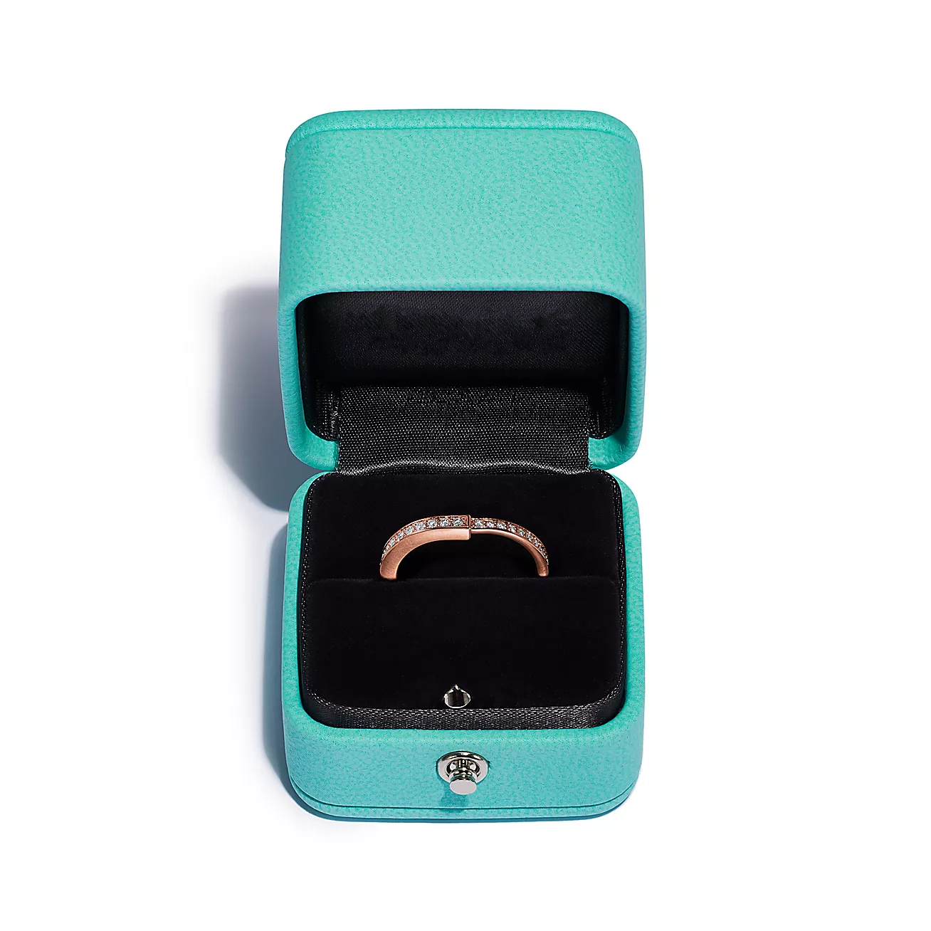 LOCK RING ROSE GOLD DIAMOND PAVED