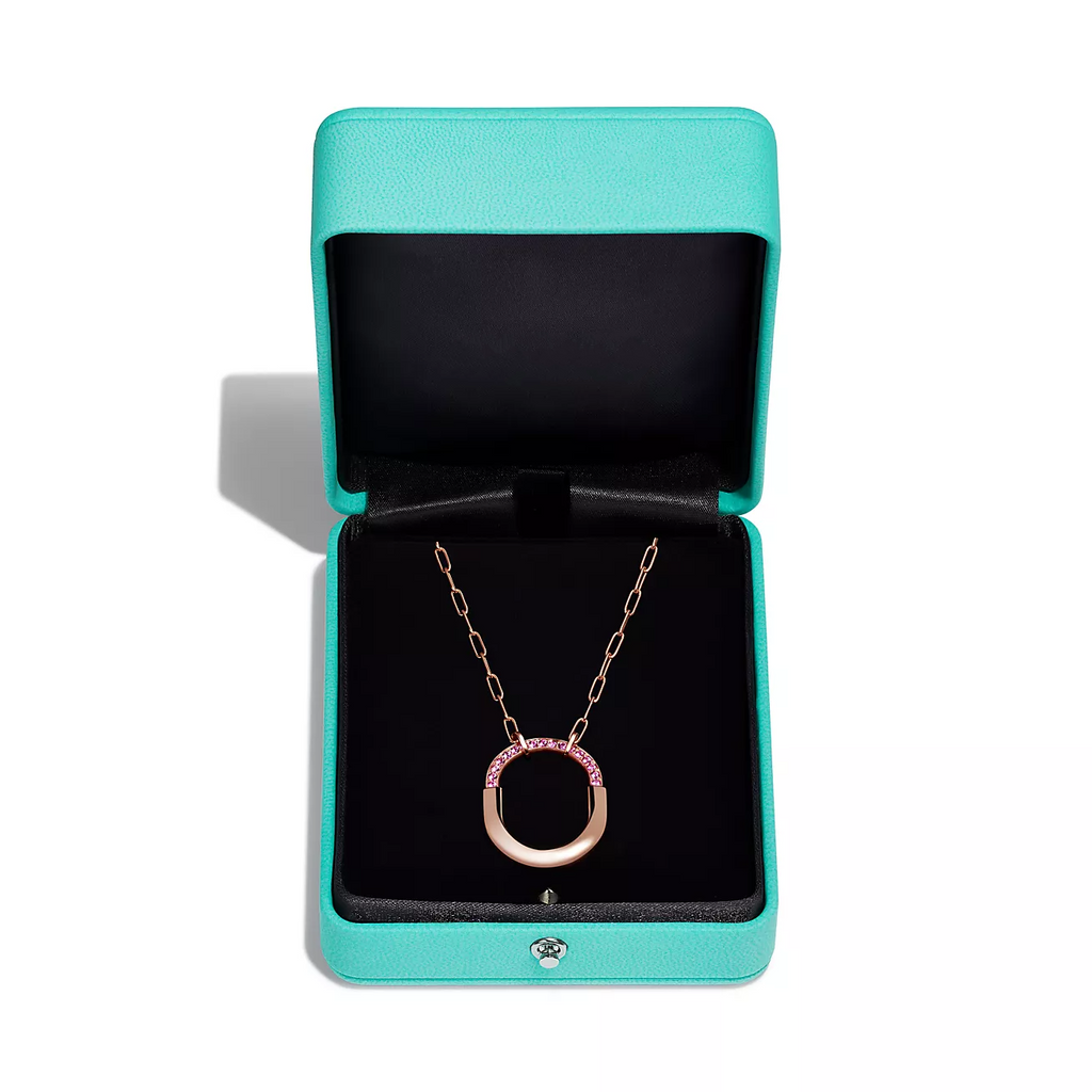 LOCK MEDIUM PENDANT PINK DIAMOND ROSE GOLD NECKLACE