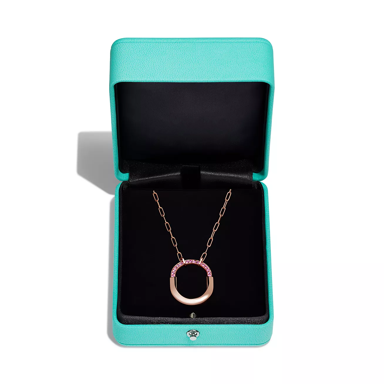 LOCK MEDIUM PENDANT PINK DIAMOND ROSE GOLD NECKLACE