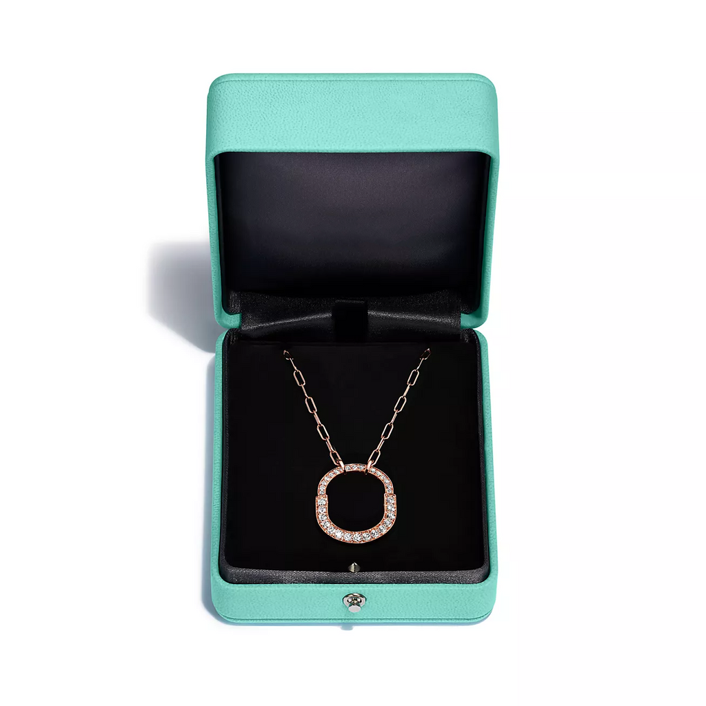 LOCK NECKLACE MEDIUM PENDANT ROSE GOLD PAVED DIAMONDS