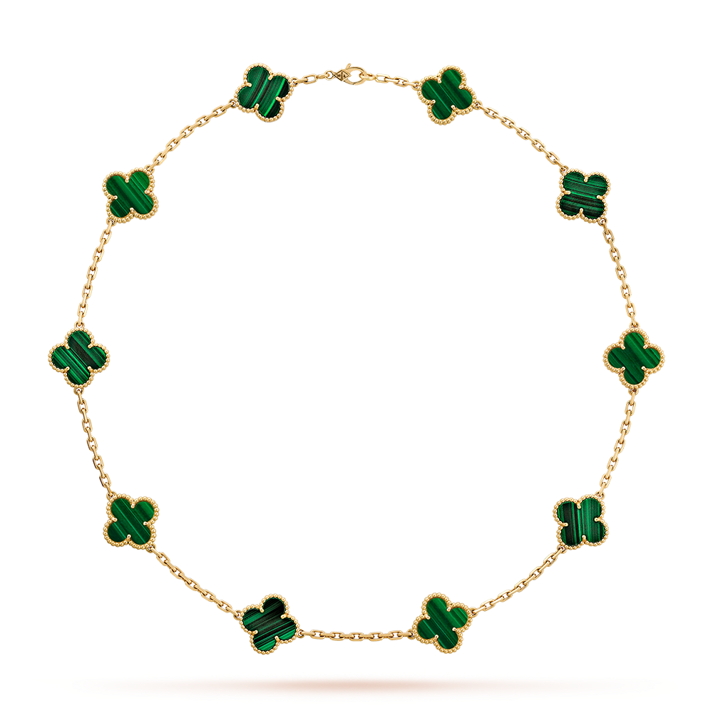 CLOVER 10 MOTIFS MALACHITE NECKLACE