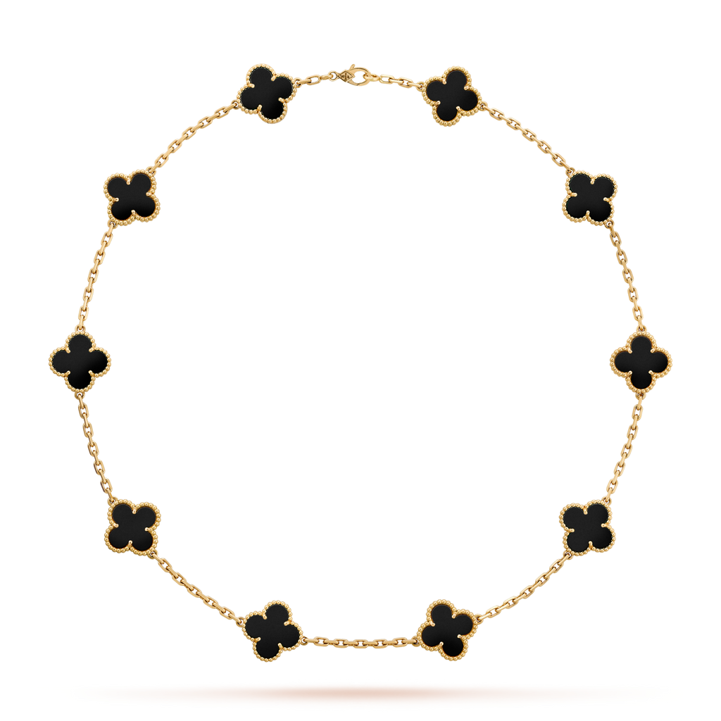 CLOVER 10 MOTIFS ONYX NECKLACE