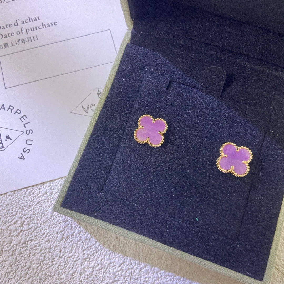 CLOVER MINI 9.5MM  PURPLE VIOLET EARRINGS